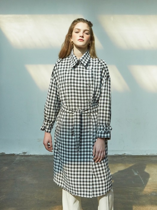 Gingham Check Trench Coat