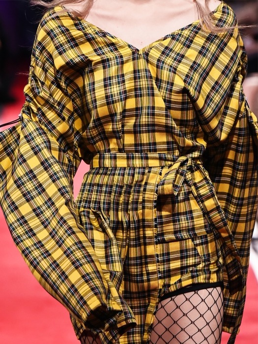 19S/S YELLOW CHECK BLOUSE