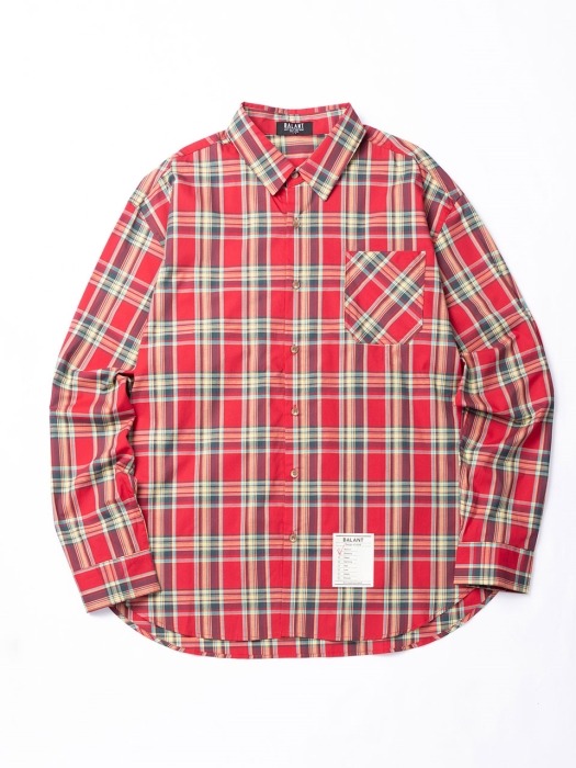 Madras Check District shirt - Red type
