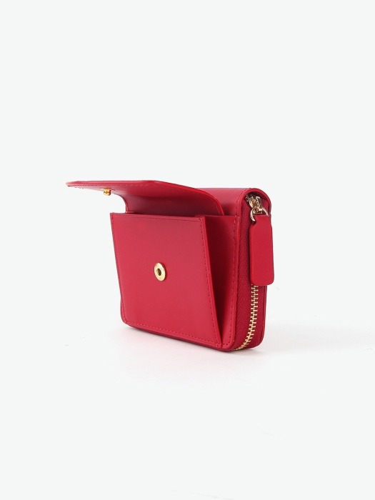 REIMS W016 Zipper poket Wallet Cherry Red