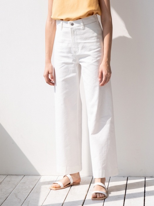 linen cotton straight pants (ivory)