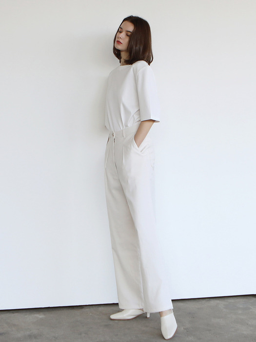 Linen straight pants_Ivory