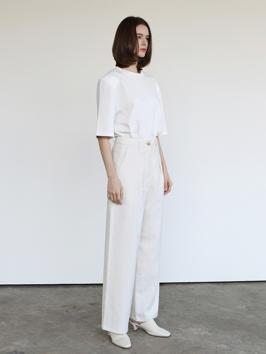 Linen straight pants_Ivory