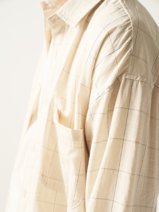 Windowpane Check Shirts Beige