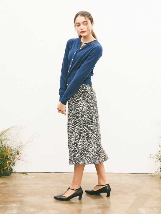 LEOPARD FLARE MIDI SKIRT_BLACK