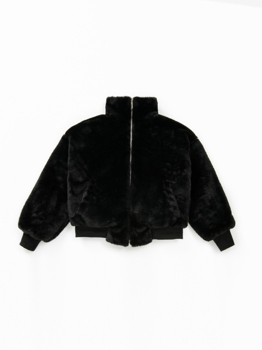 Casic Fur Zip-Up Jacket (BLACK)