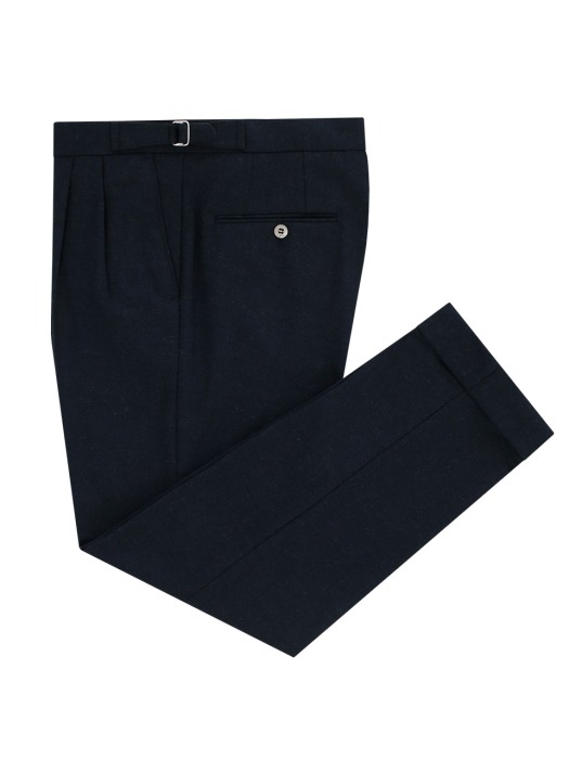 Wool Flannel two tuck adjust pants (Navy)