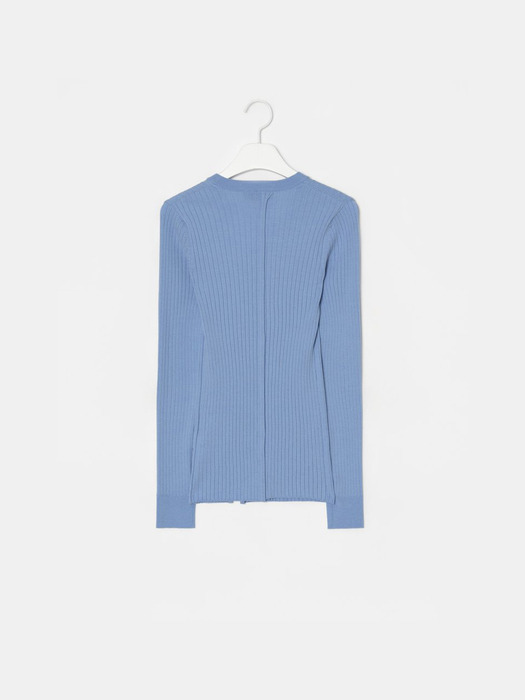 Ribbed Knit Pullover - Sky Blue (KE0151M02Q)