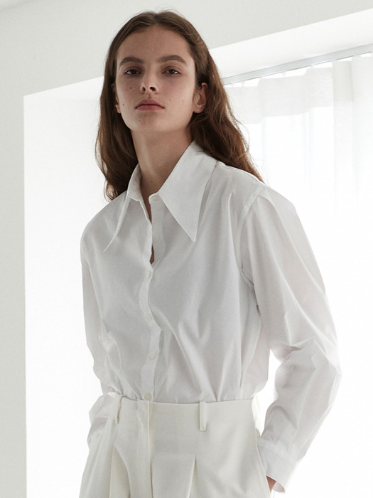 ouie333 wide collar pintuck shirts (white)