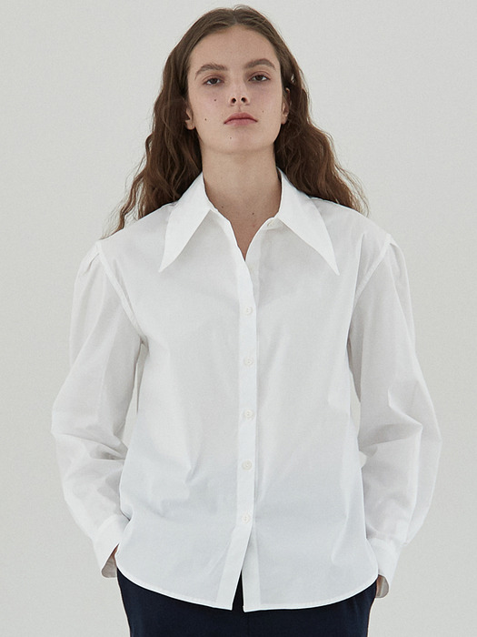 ouie333 wide collar pintuck shirts (white)