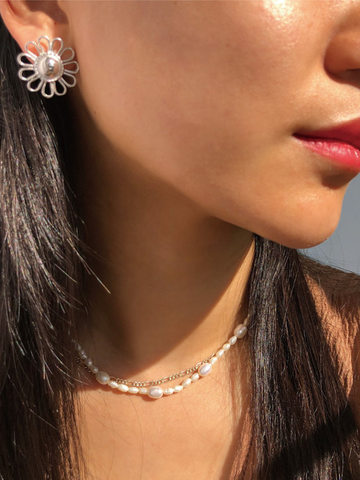 Silver Flower Earrings 