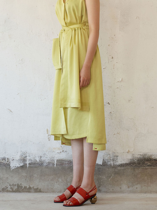 PARALL WRAP SKIRT - YELLOW GREEN
