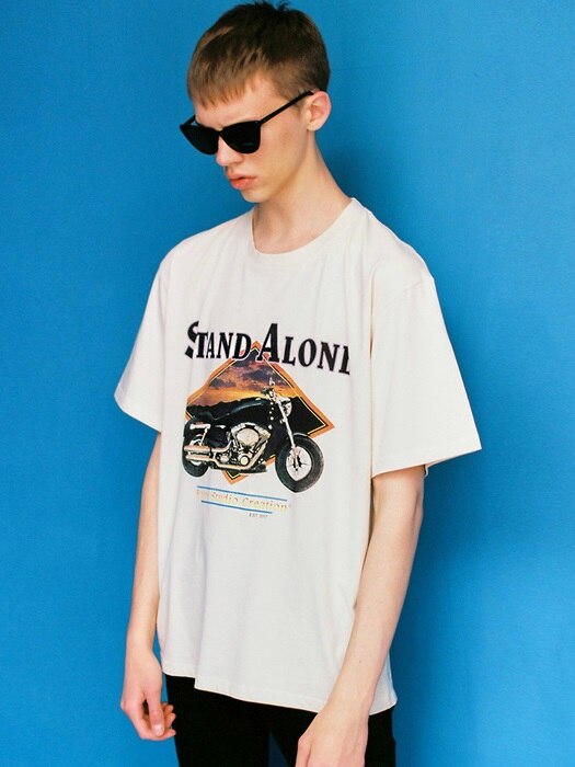 Motorcycle Print Big Tee in Cream_VW0ME1570