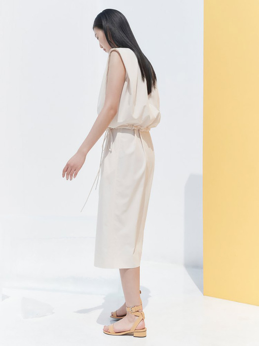 Highwaist Pin Tuck Wrap Skirt - White (KE0627M030)