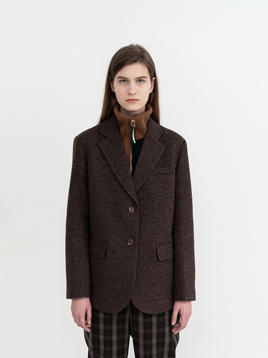 ADW-JKK105-10 FANCY HERRINGBONE SINGLE JACKET (H/Brown)