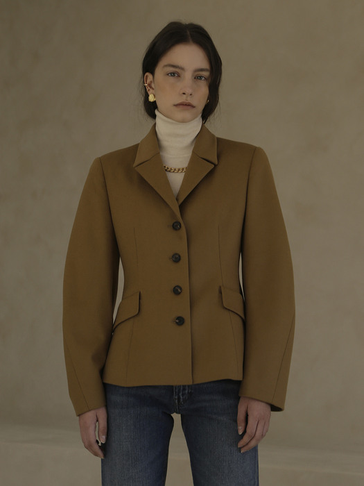 CASHMERE Hourglass Silhouette Jacket - CAMEL