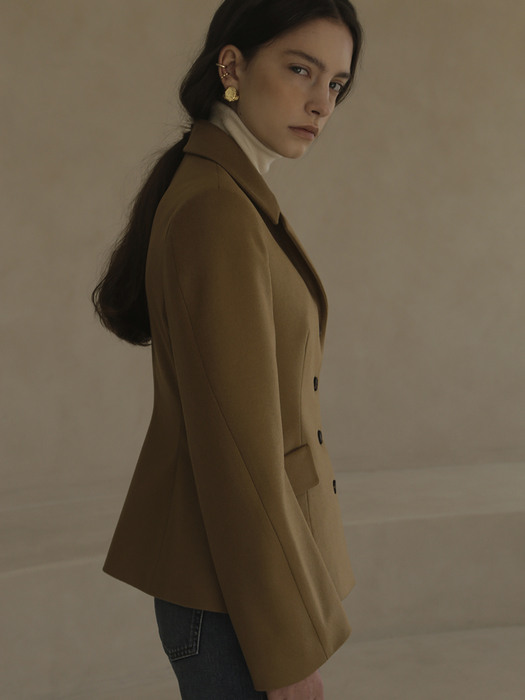 CASHMERE Hourglass Silhouette Jacket - CAMEL