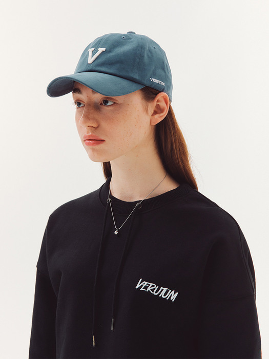 [단독]V Symbol Logo Cap_Womens_Blue Gray_BC056W