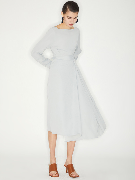 BOAT NECK WRAP DRESS_MINT