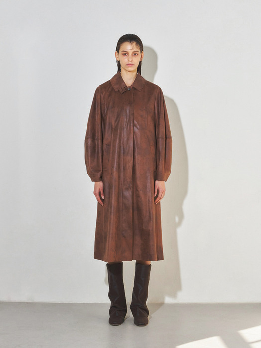 Balloon Trench Coat (Faux Vintage leather)