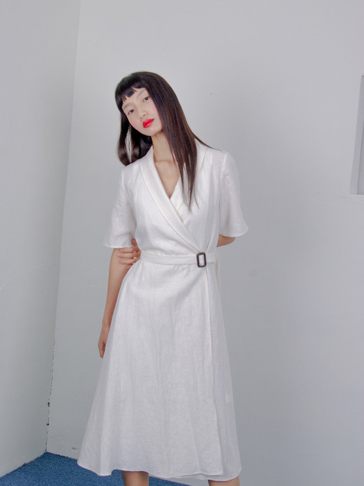 OLIY LINEN LAP DRESS _WHITE 올리 화이트 랩 드레스