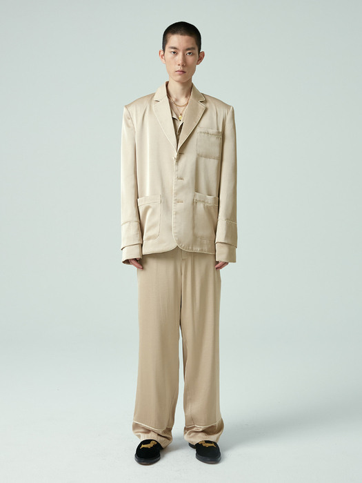 Satin Pajama Pants (BEIGE)