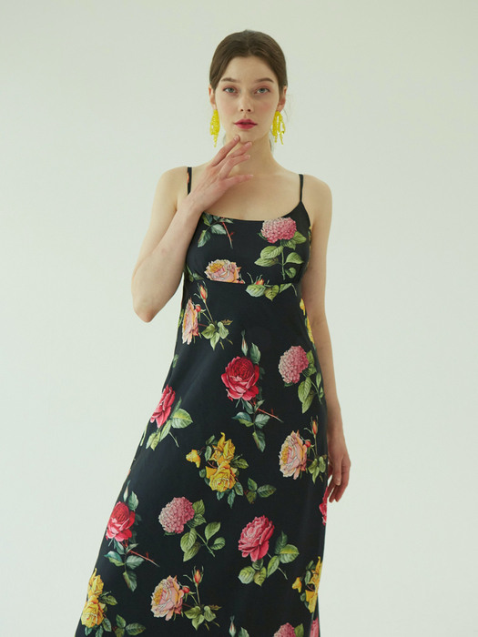 Botanic garden slip dress (Black)