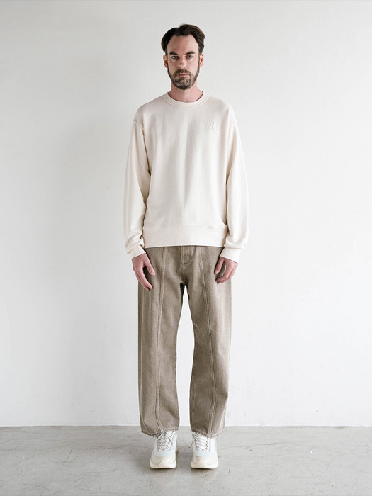 Cream Semi-Oversized Crewneck