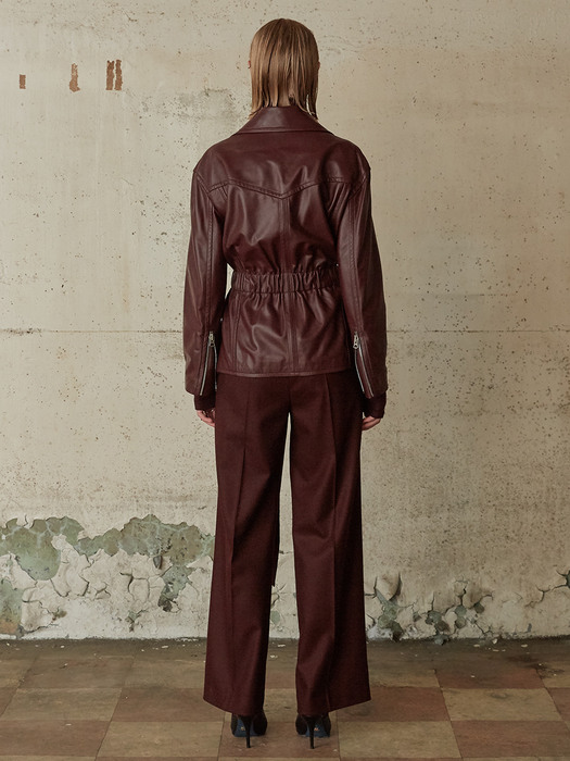 MATISSE Lambs Leather Rider Jacket_Burgundy