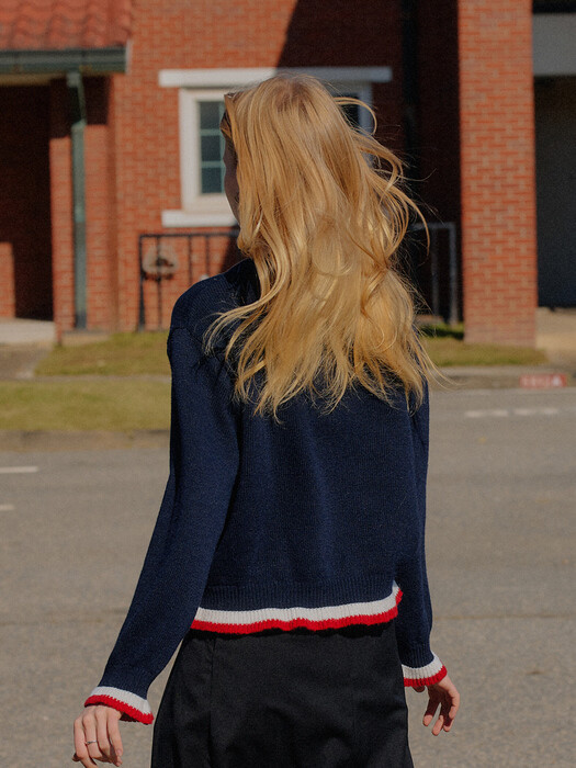 COLOR FRILL KNIT_NAVY