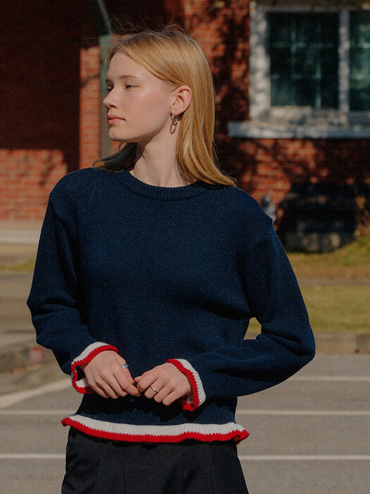 COLOR FRILL KNIT_NAVY