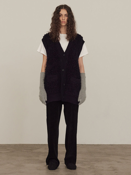 BOUCLE KNIT VEST (navy)