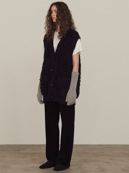 BOUCLE KNIT VEST (navy)