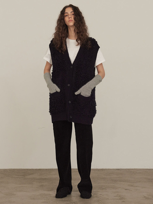 BOUCLE KNIT VEST (navy)