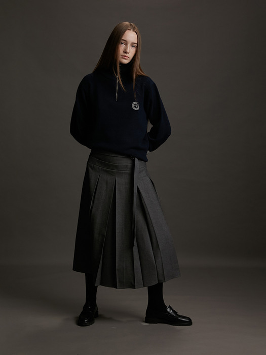 Skirt Pleasts Tencel Wool Blend Gray