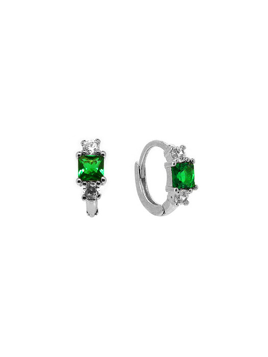 [Green/Blue] Minimal Color Cubic Earring (Silver925)