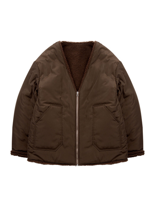 UNISEX Reversible Padded Cardigan Coat (Brown)