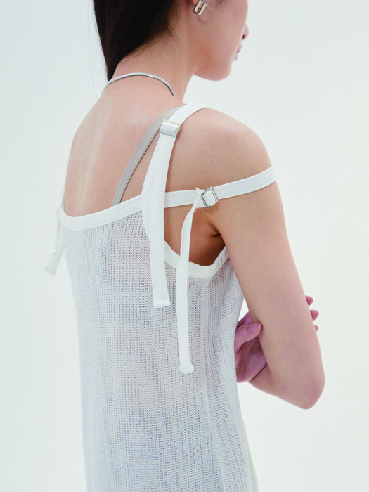 Double strap opaque dress - off white