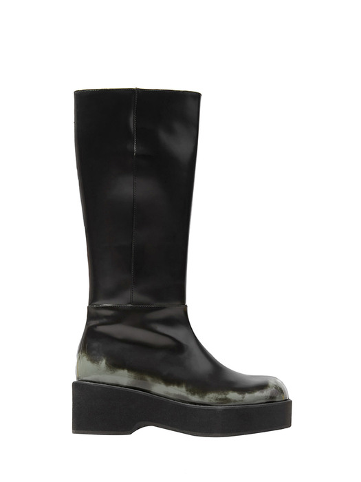 STAINED MIDI BOOTS / BLACK