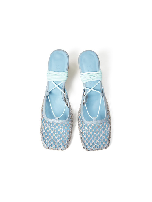 60mm Bloom Mesh Lace-up Sandal (SKY BLUE)