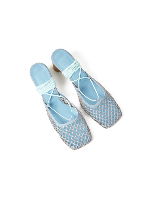 60mm Bloom Mesh Lace-up Sandal (SKY BLUE)