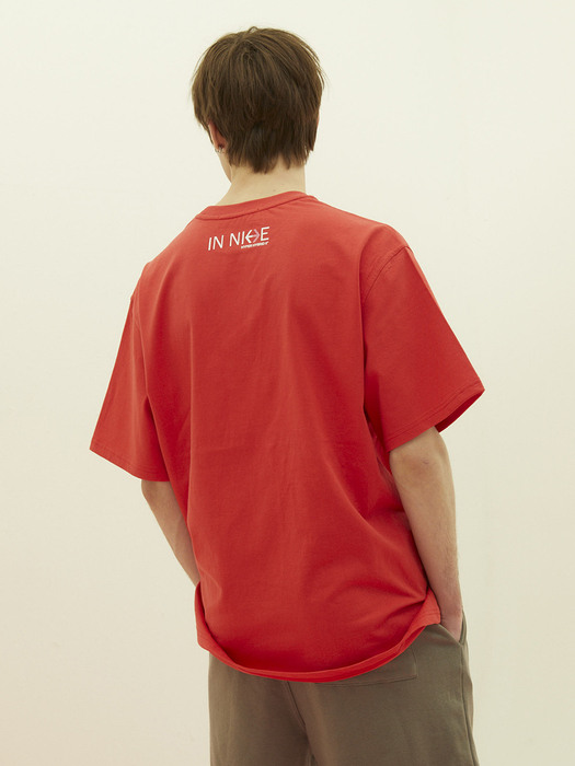 [UNISEX] 나이스 프린트 티셔츠 레드
