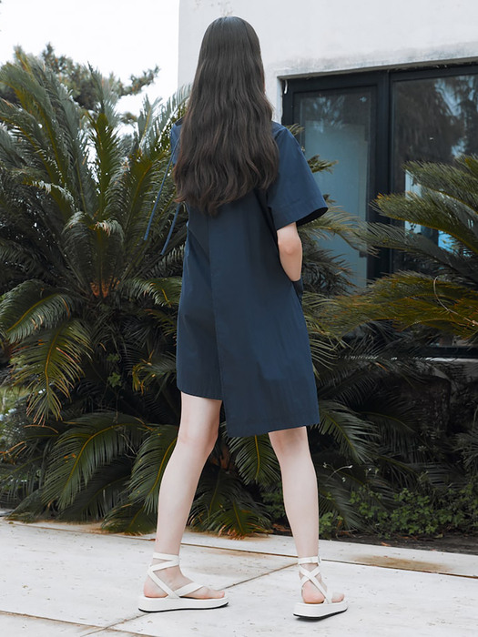 Unbalance Back Point Dress  Navy (KE2571M02R)