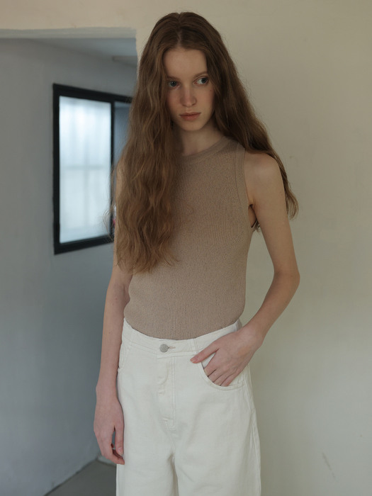 ribbed knit top (sand)