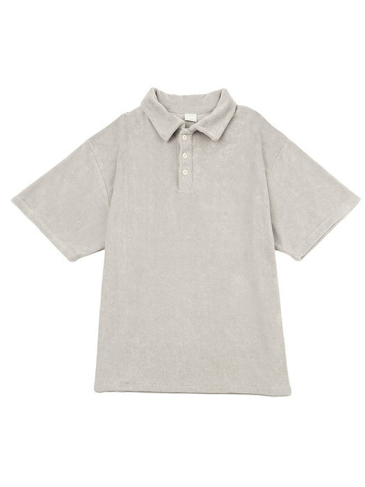 Overfit Terry Collar T-shirts_gray