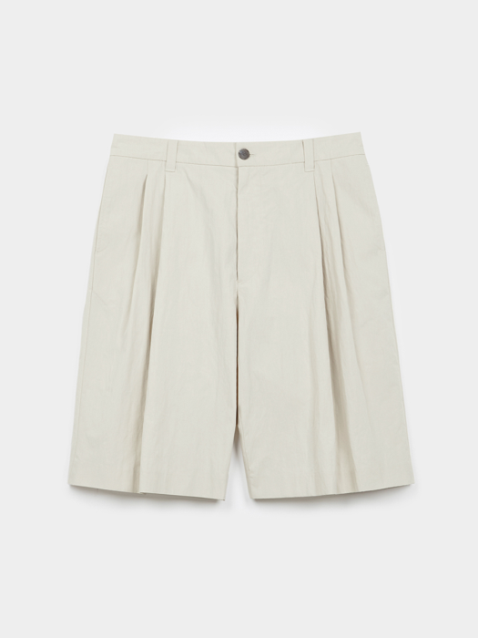 Crease Cotton Bermuda Pants (Ivory)