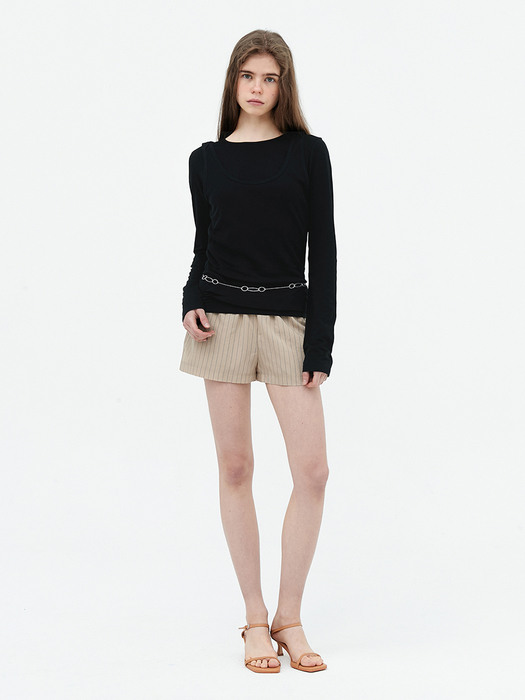 Layered sleeveless basic set. Black