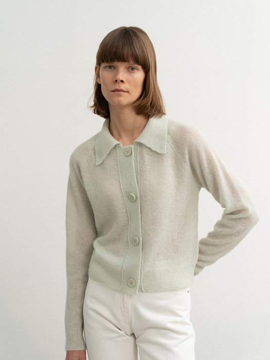 [리퍼브] alpaca crop knit jacket (mint)