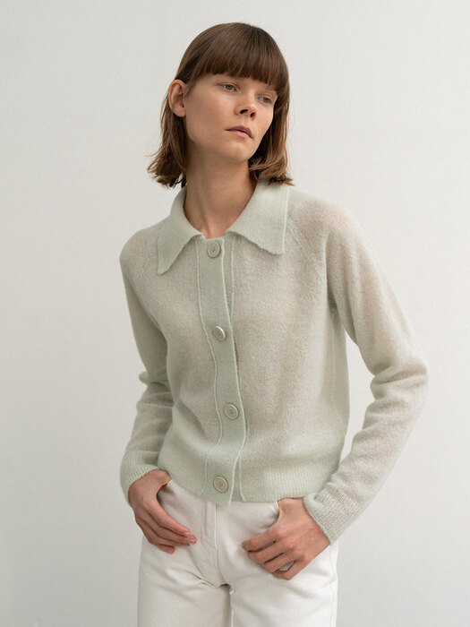 [리퍼브] alpaca crop knit jacket (mint)