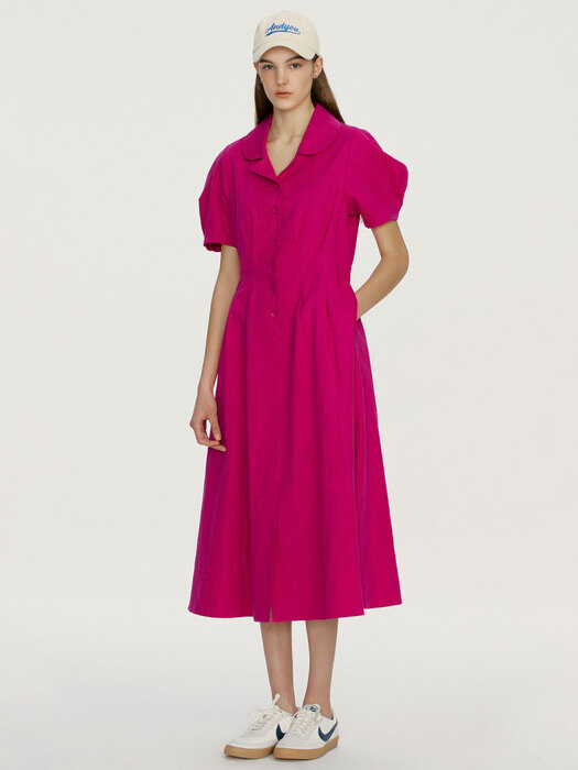 OAHU Round collar puff sleeve dress (3color)